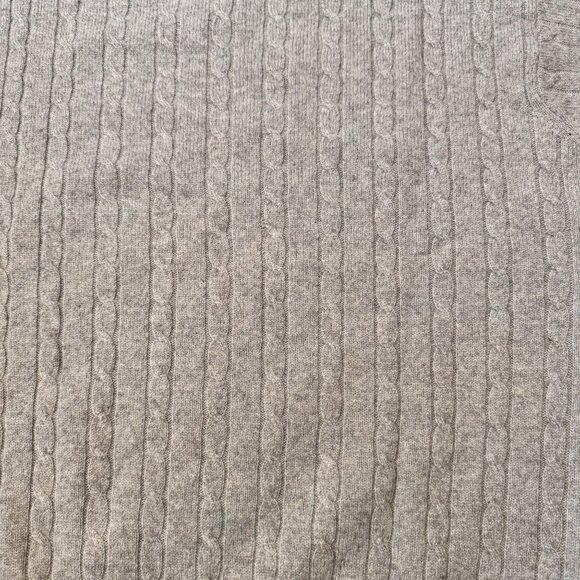 Alan Flusser Mens 100% Cashmere Cable Knit V-Neck Sweater Large Heathered Gray - Picture 5 of 7